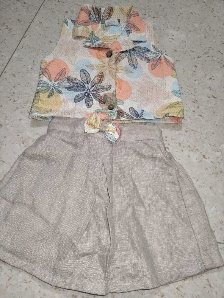 Cute Floral Print Top &amp; Skirt Set