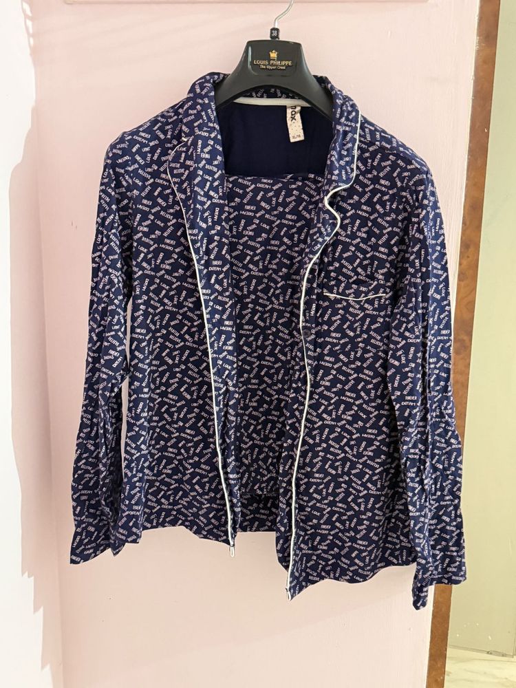 Stylish Navy Blue Pyjama Set (XL)