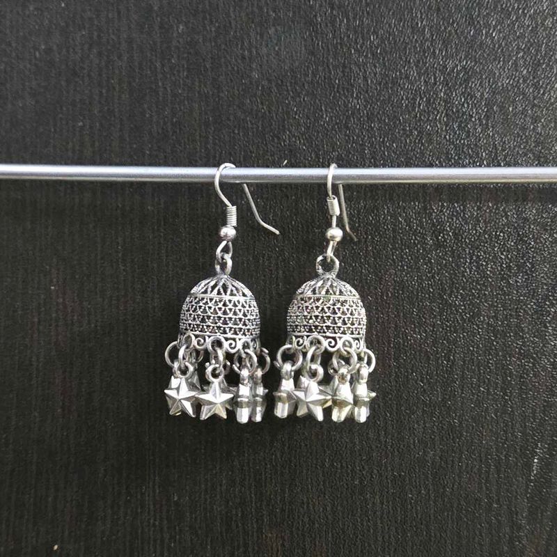 Oxidised Silver Jhumka Earrings