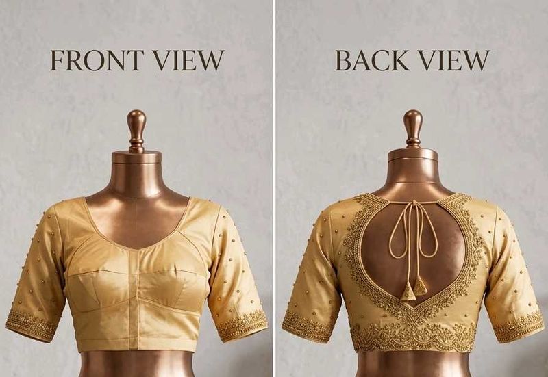 Gold heavy work Silk Blouse