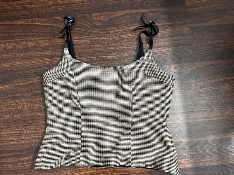 Zara Chic Plaid Spaghetti Strap Top