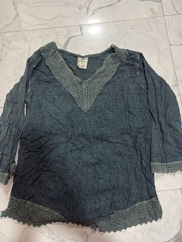 Boho Embroidered Tunic Top