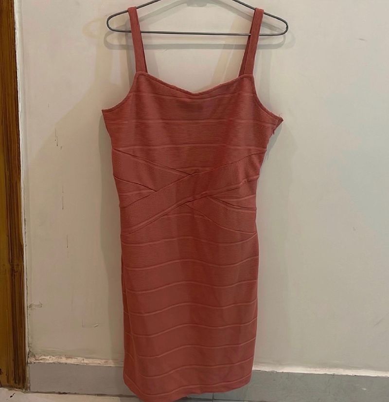 Coral Bandage Bodycon Dress