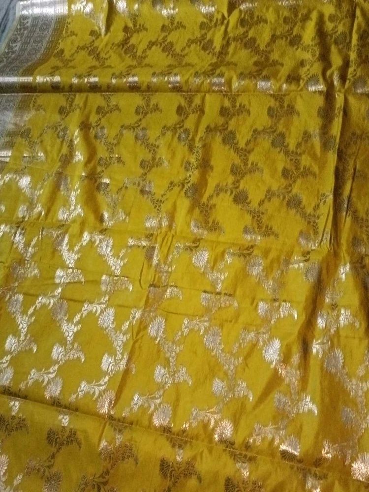Yellow Floral Saree Material