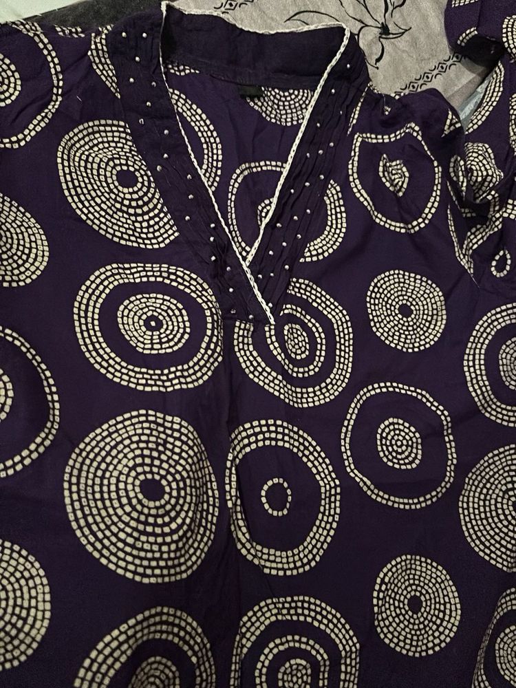 Purple Printed Kurta