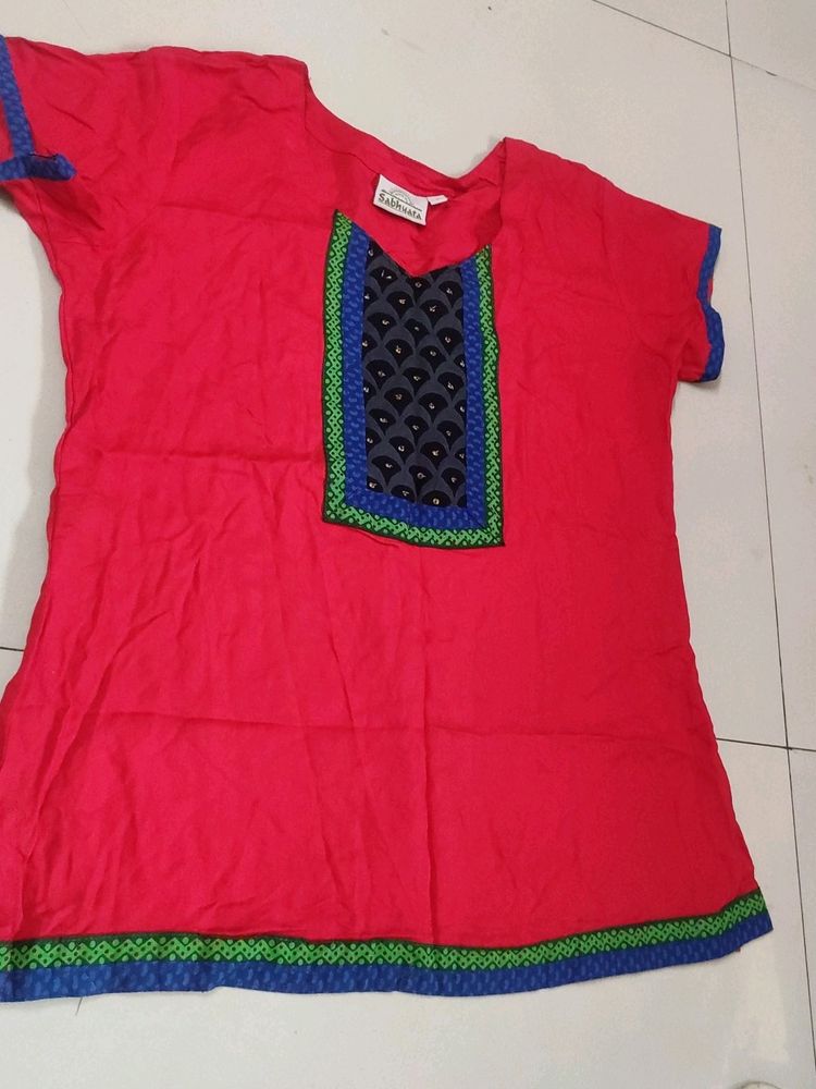 Red Tunic Top - Bohemian Style