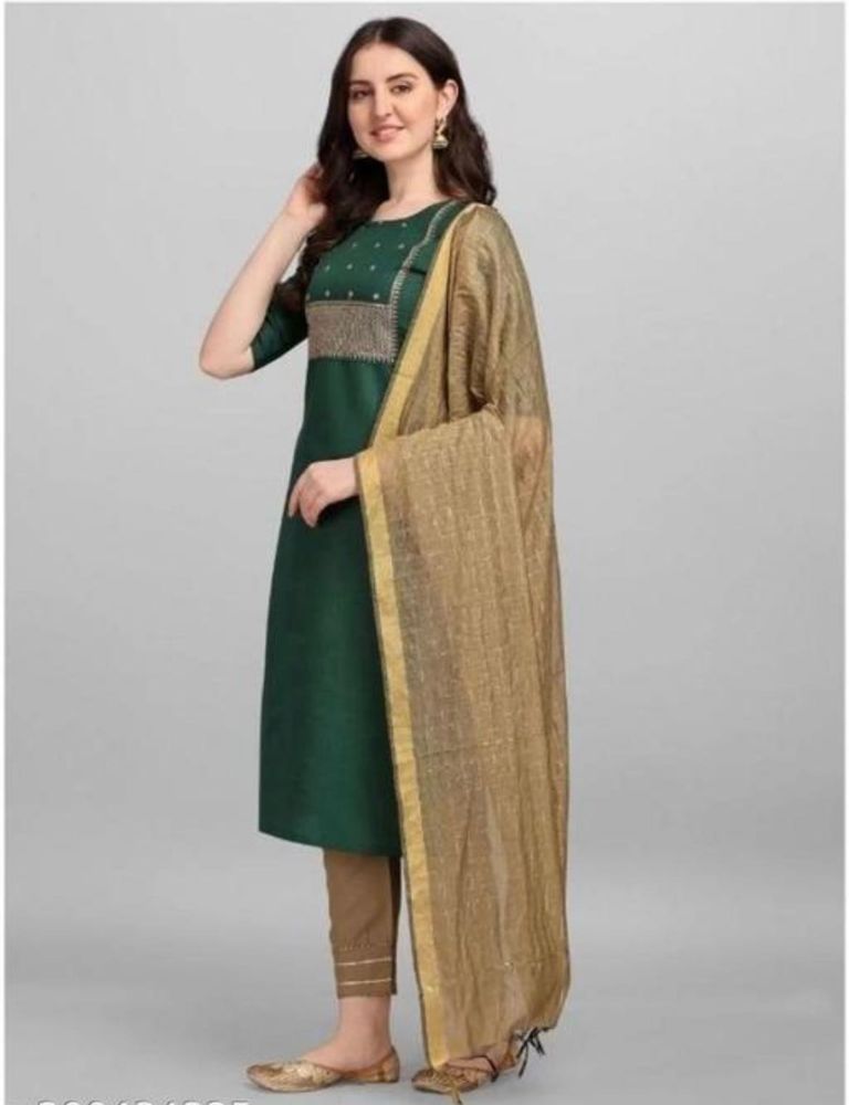 Elegant Emerald Green Kurta Set dupatta
