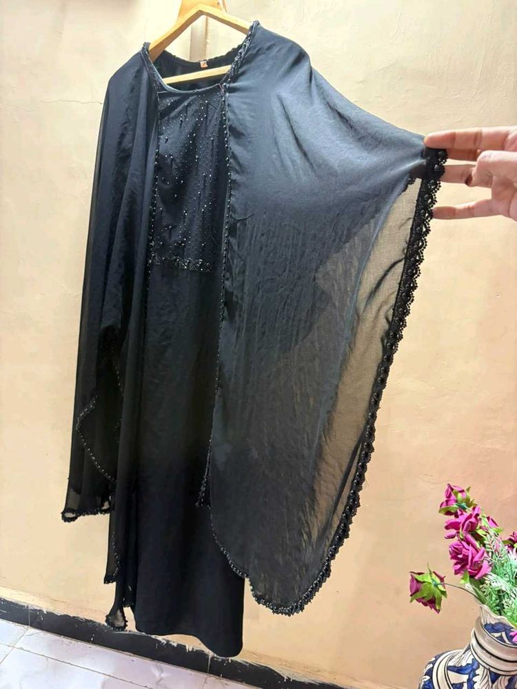 Elegant Black Abaya with Embellishments
