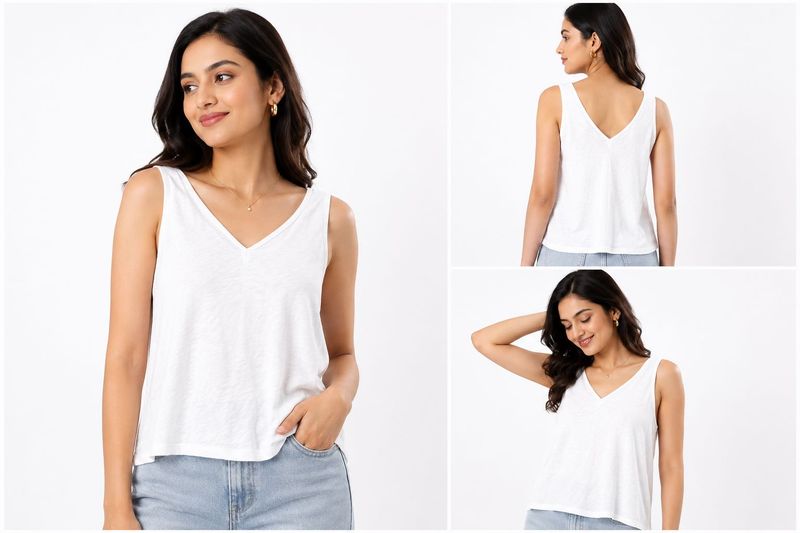 Basic White V-Neck Tank Top
