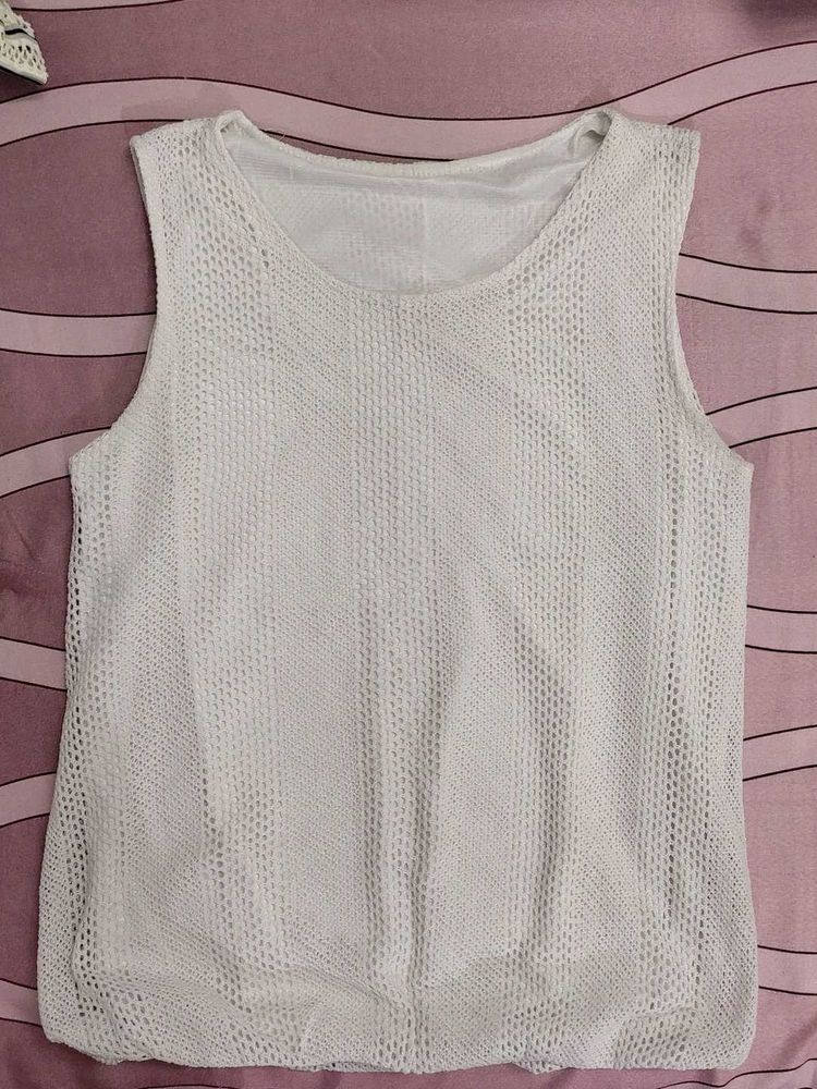 White Crochet Tank Top