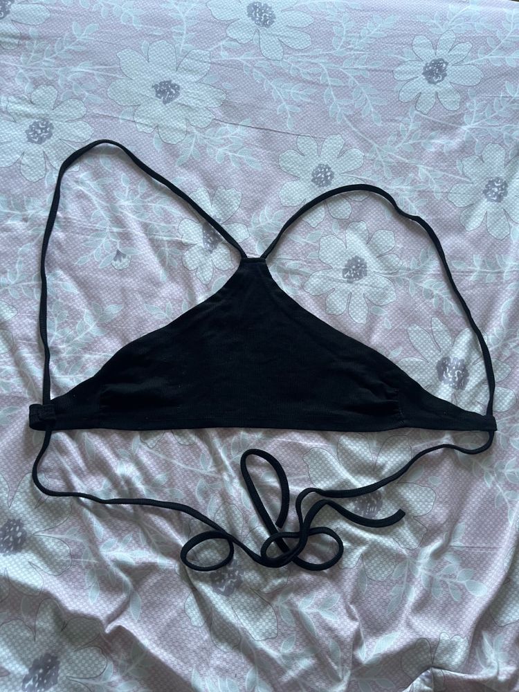 Black Halter Neck Bikini Top