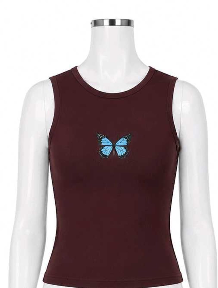 Brown Butterfly Tank Top