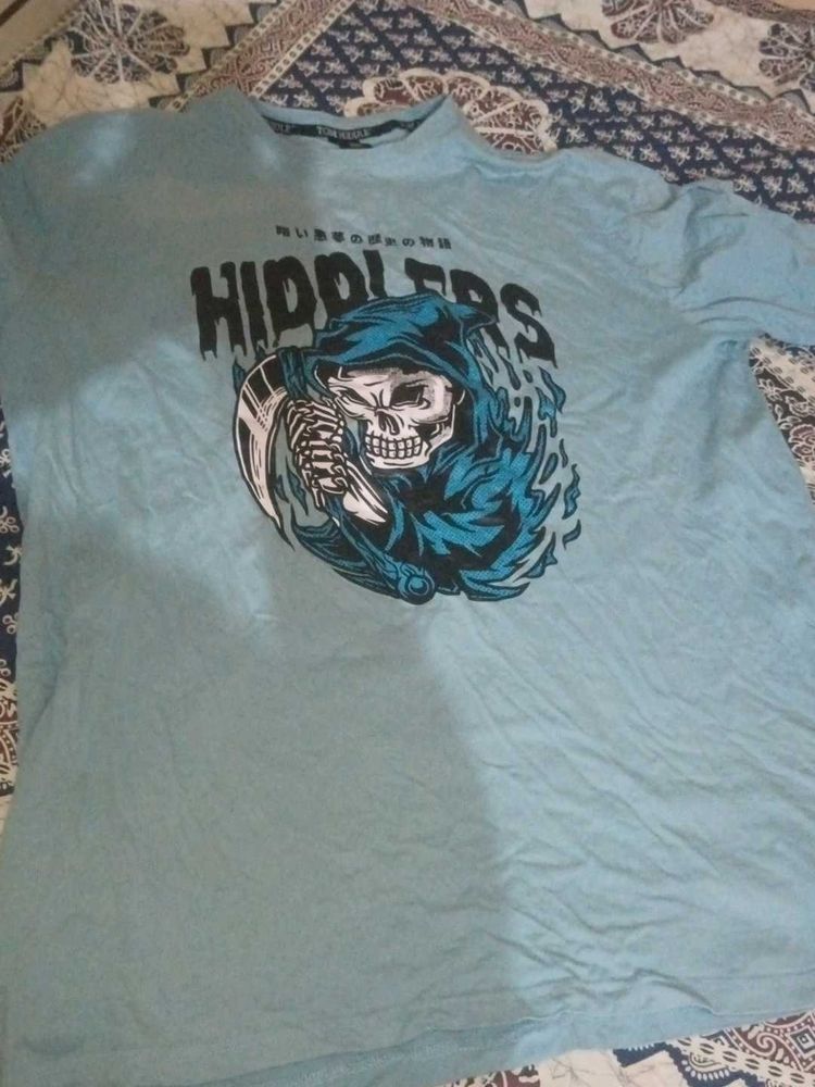 Light Blue Grim Reaper Graphic T-Shirt
