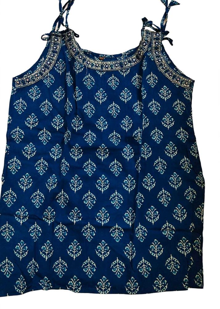 Navy Blue Printed Kurta