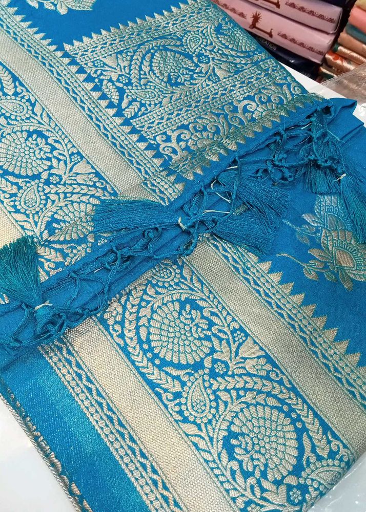 Elegant Teal cotton Silk Saree