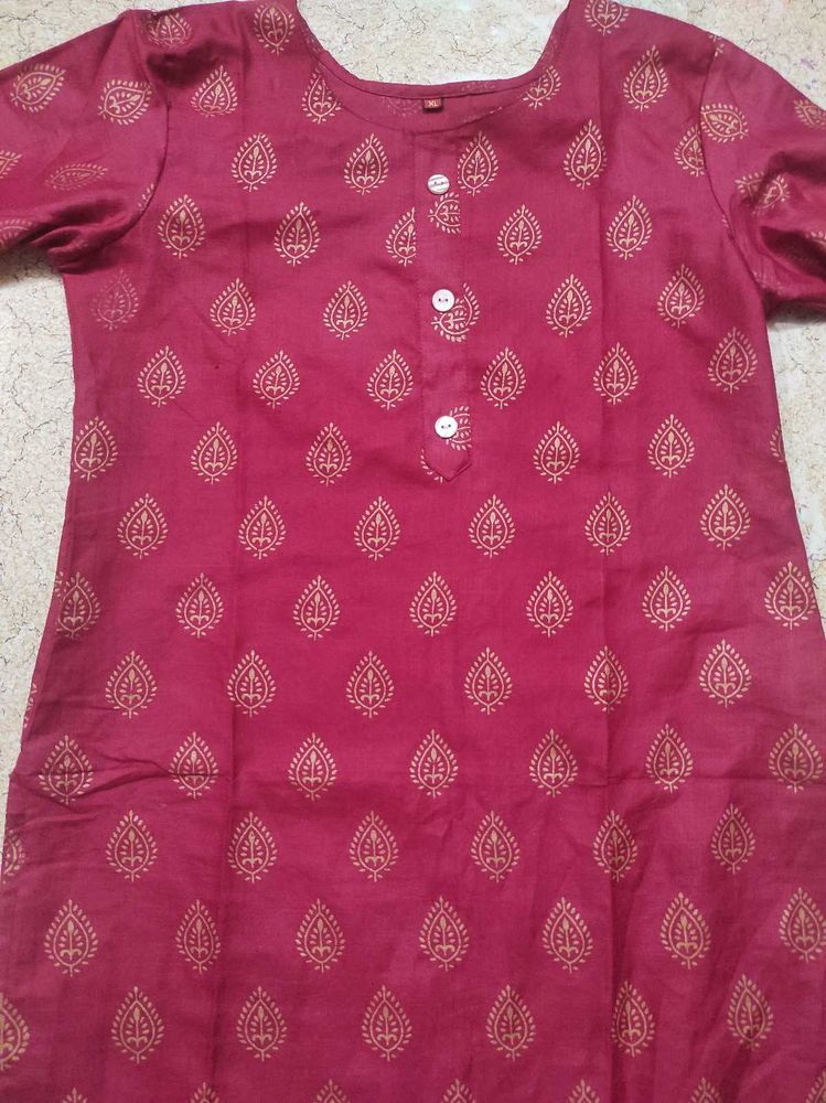 Maroon Printed Kurta