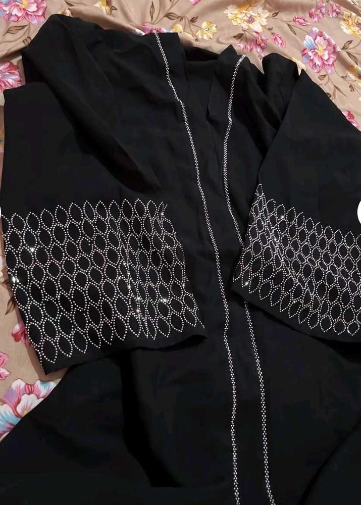 PREMIUM Dubai Black Abaya with Rhinestone
