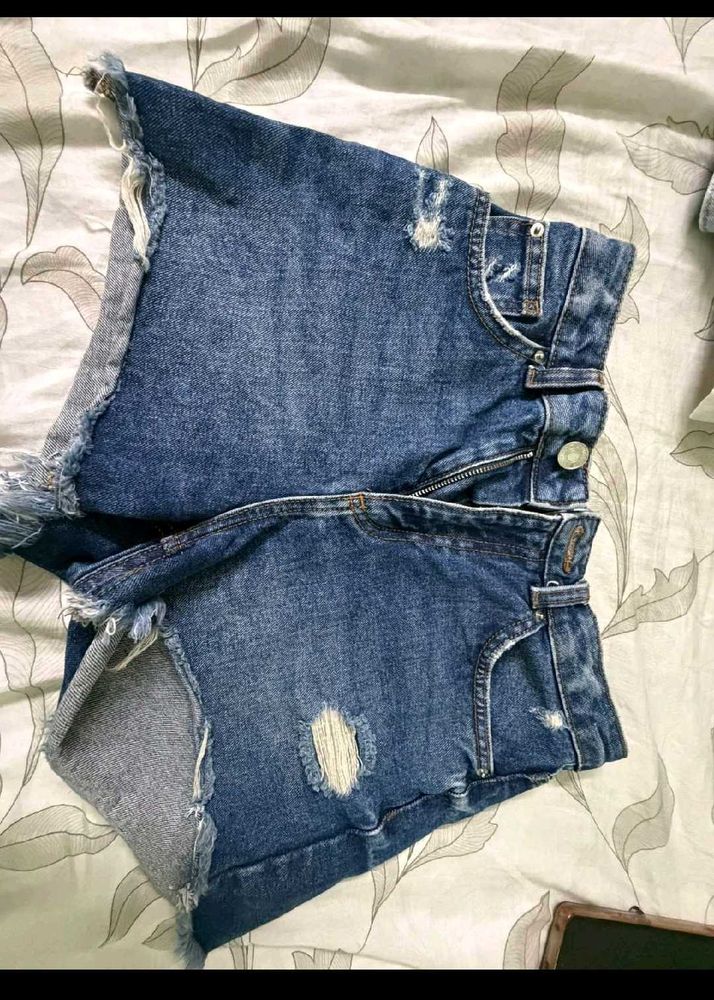 Distressed Denim Shorts