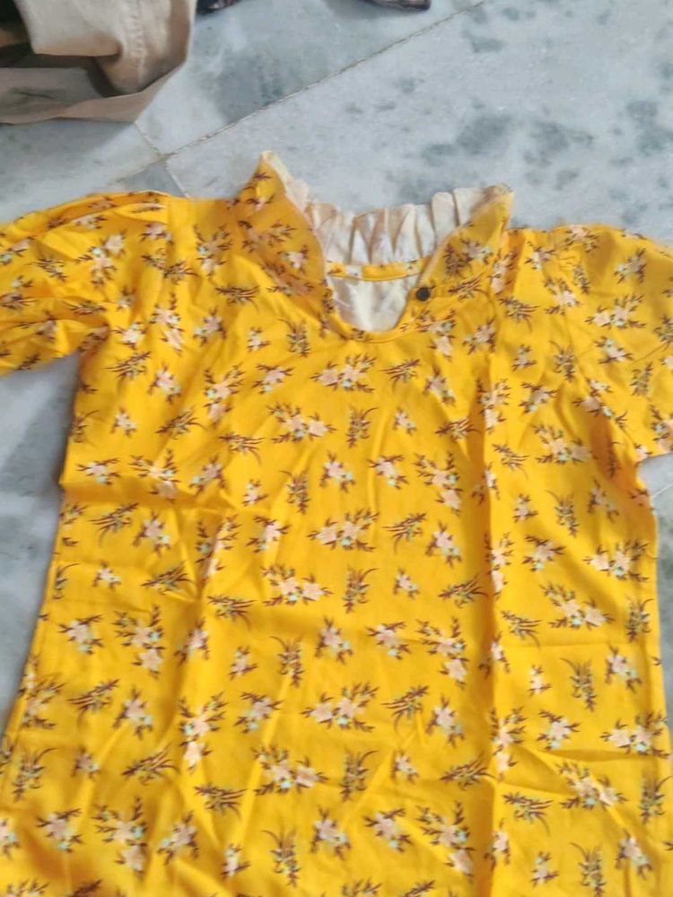 Yellow Floral Print Blouse