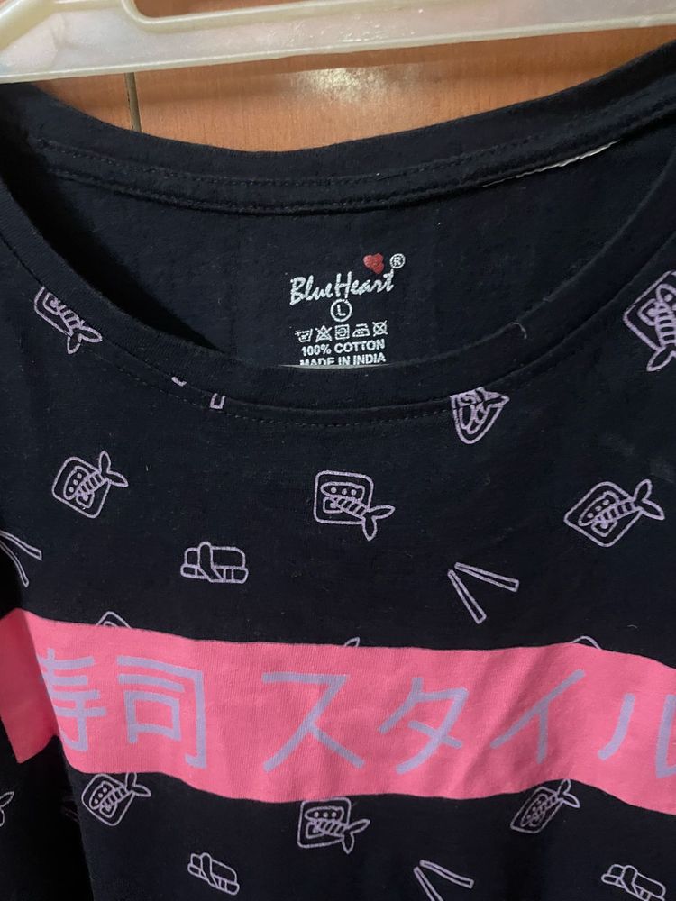 Black Sushi Print T-Shirt