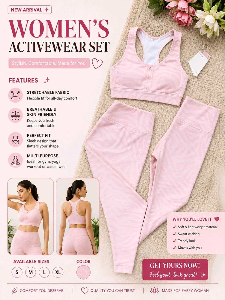 Pink Zebra Print Activewear Set