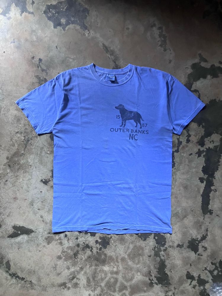 Vintage faded Blue Outer Banks NC Dog T-Shirt