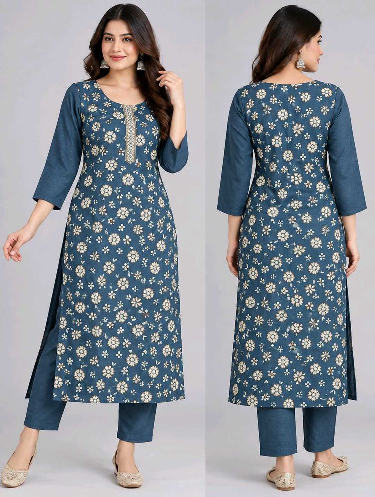 Beautiful Blue Floral Kurta Set