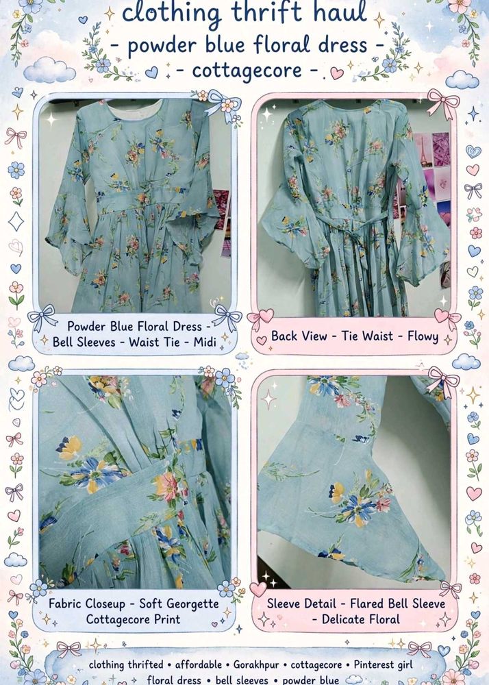 Powder Blue Floral Midi Dress 159 only for today