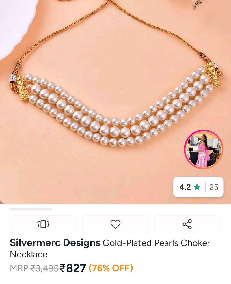 Gold-Plated Pearl Choker Necklace
