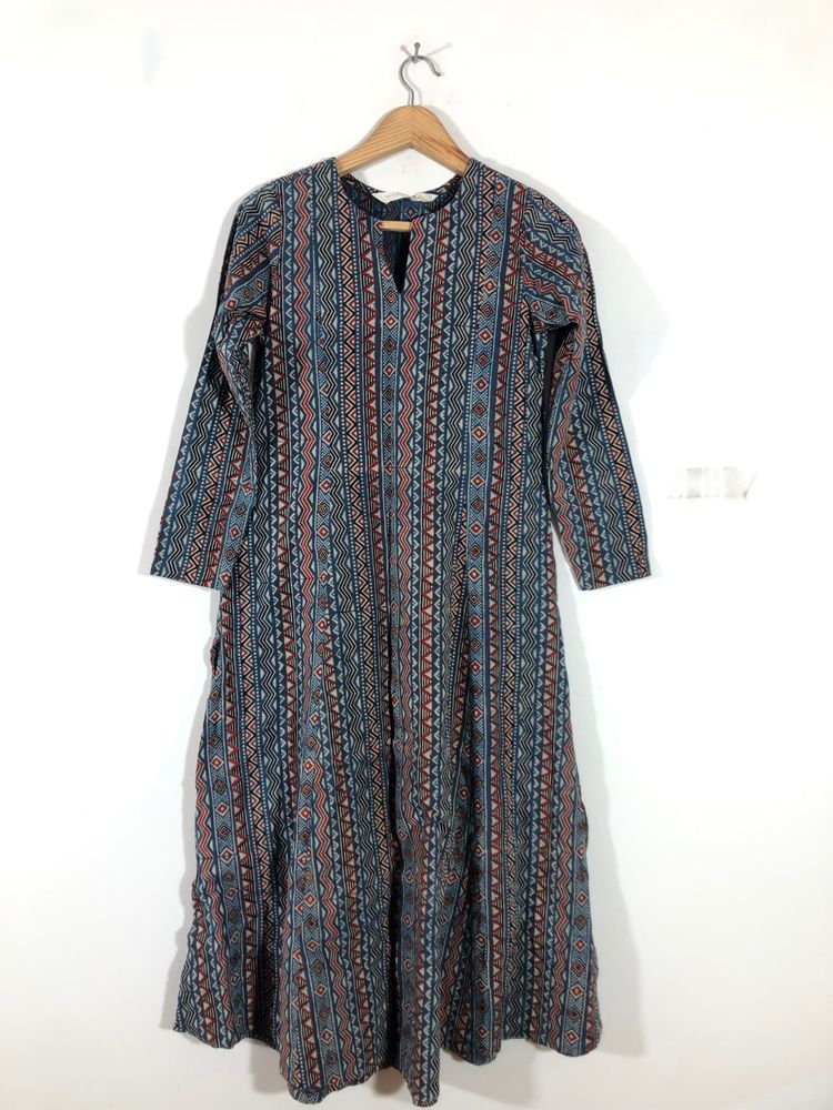 Dark Blue Printed A-Line Kurta(Women’s)