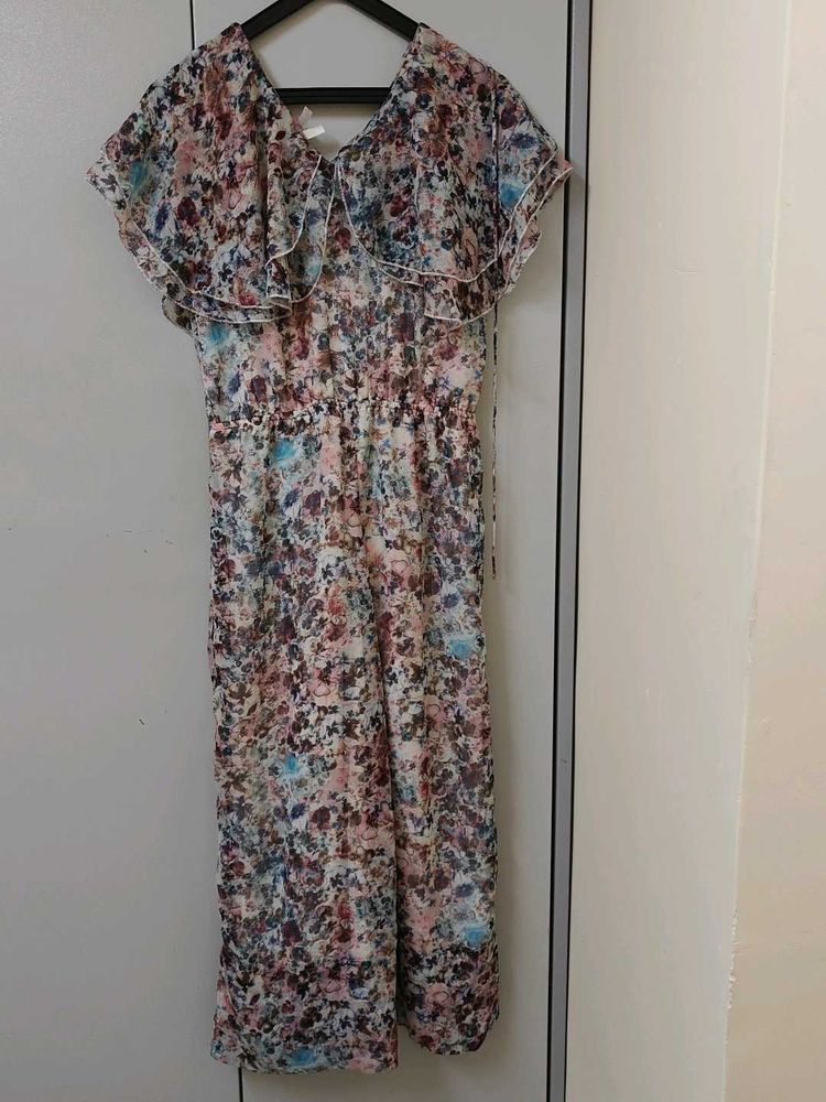 Floral Print Dress with Ruffle Detail