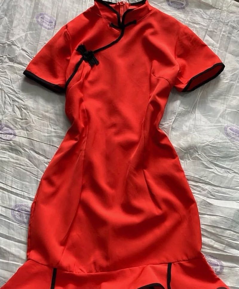 Red Cheongsam Style Dress