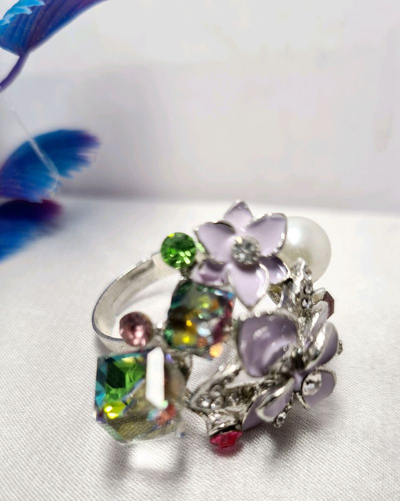 Sparking Two flower ring