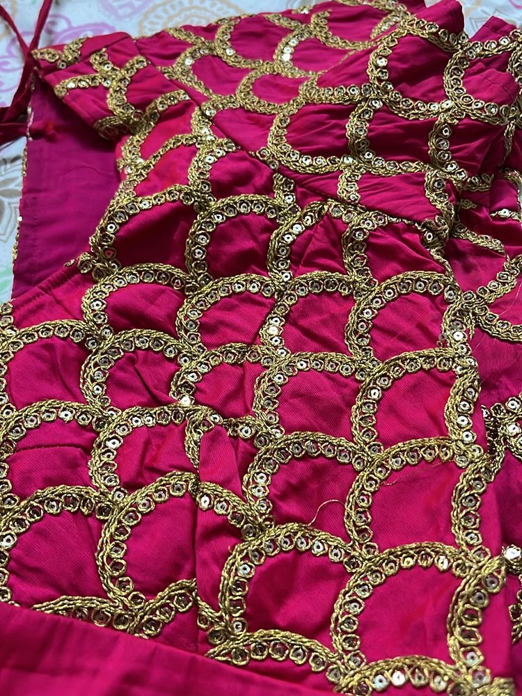 Rani Pink Blouse With Gloden Work