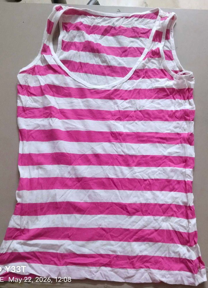 Pink &amp; White Striped Tank Top