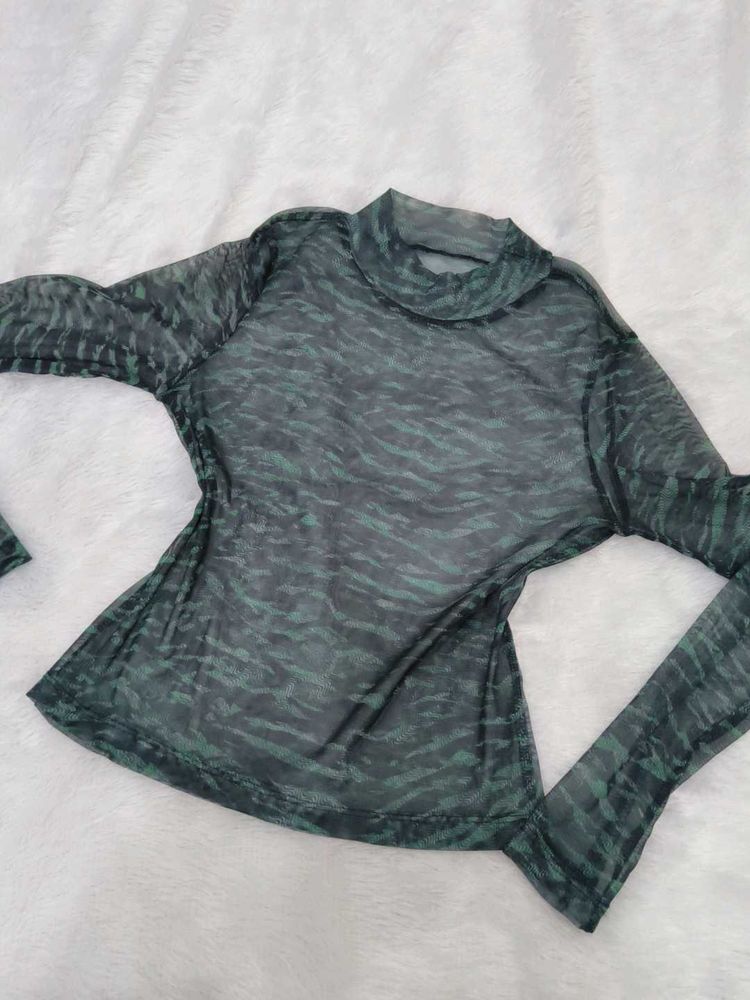 Sheer Tiger Print mesh Top