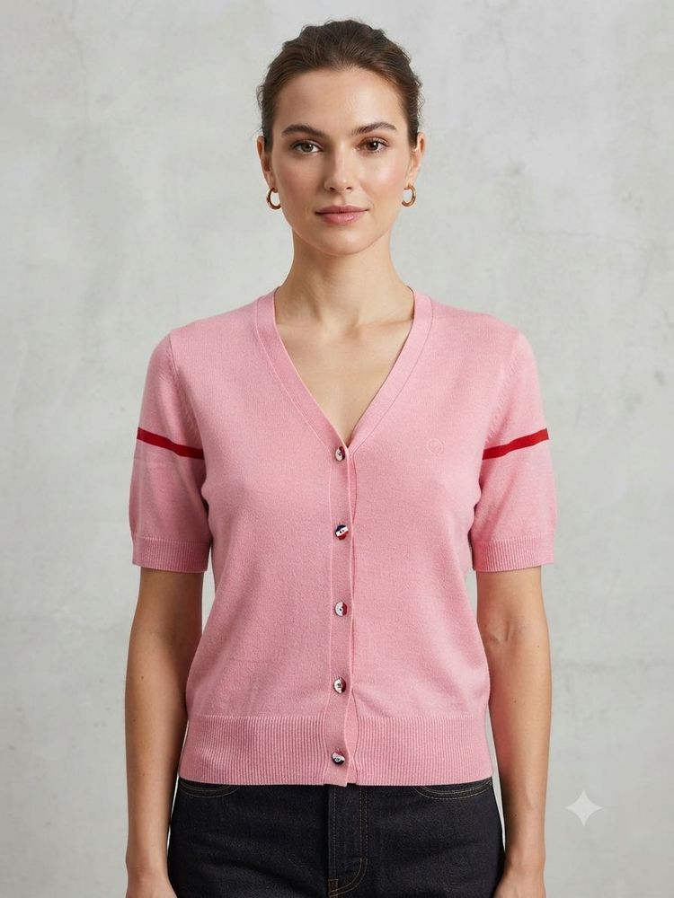 Chic Pink V-Neck Cardigan