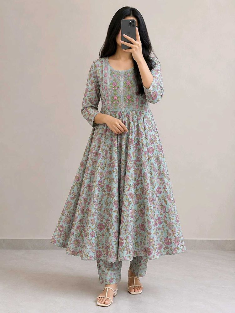 Floral anarkali kurta and  pant