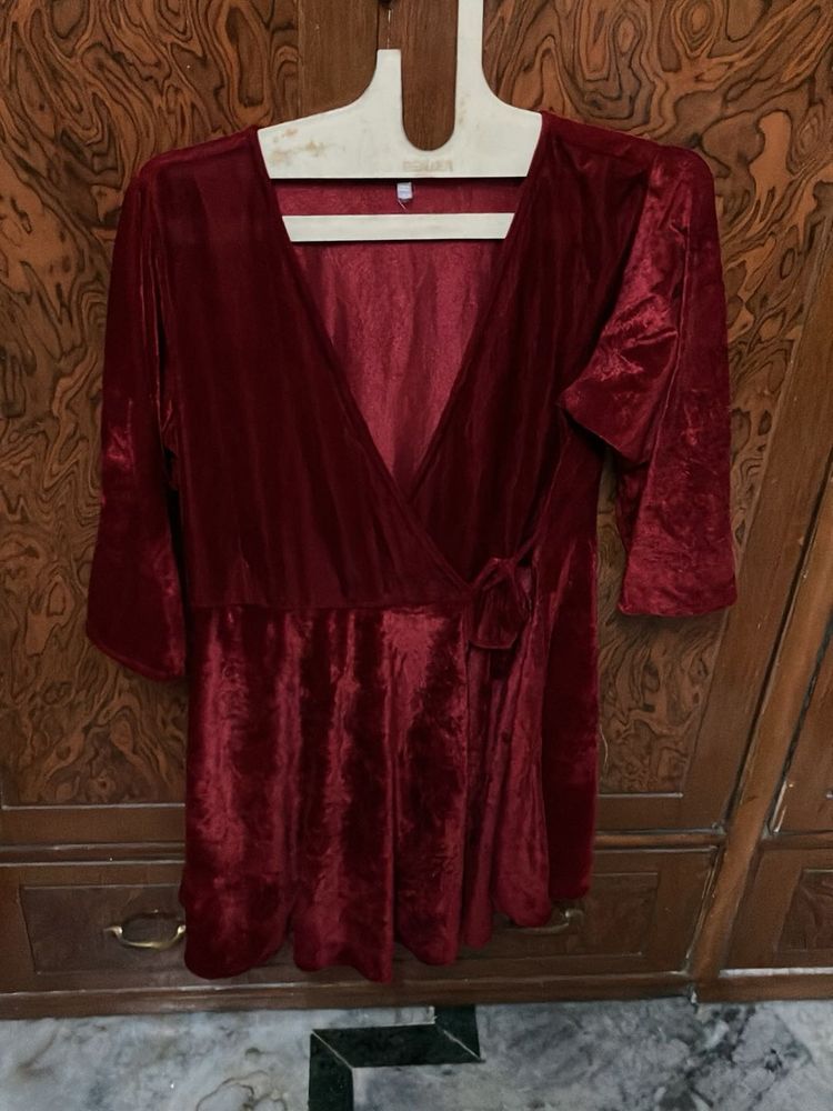 Elegant Velvet Wrap Dress