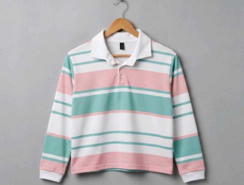 Striped Long Sleeve Polo Shirt