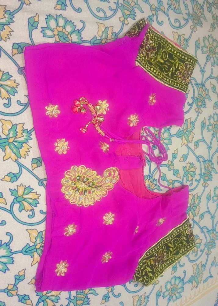Embroidered Pink Silk Blouse