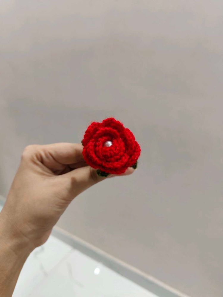 1 Handmade Crochet Rose bun pin