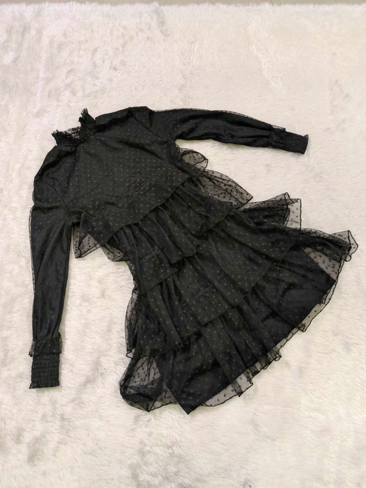 Black Ruffled Tiered Dress