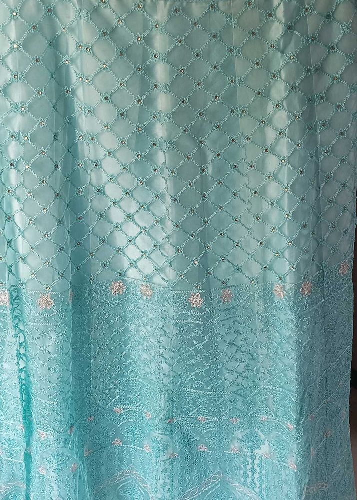 Aqua Embellished Ethnic Skirt blouse and dupatta