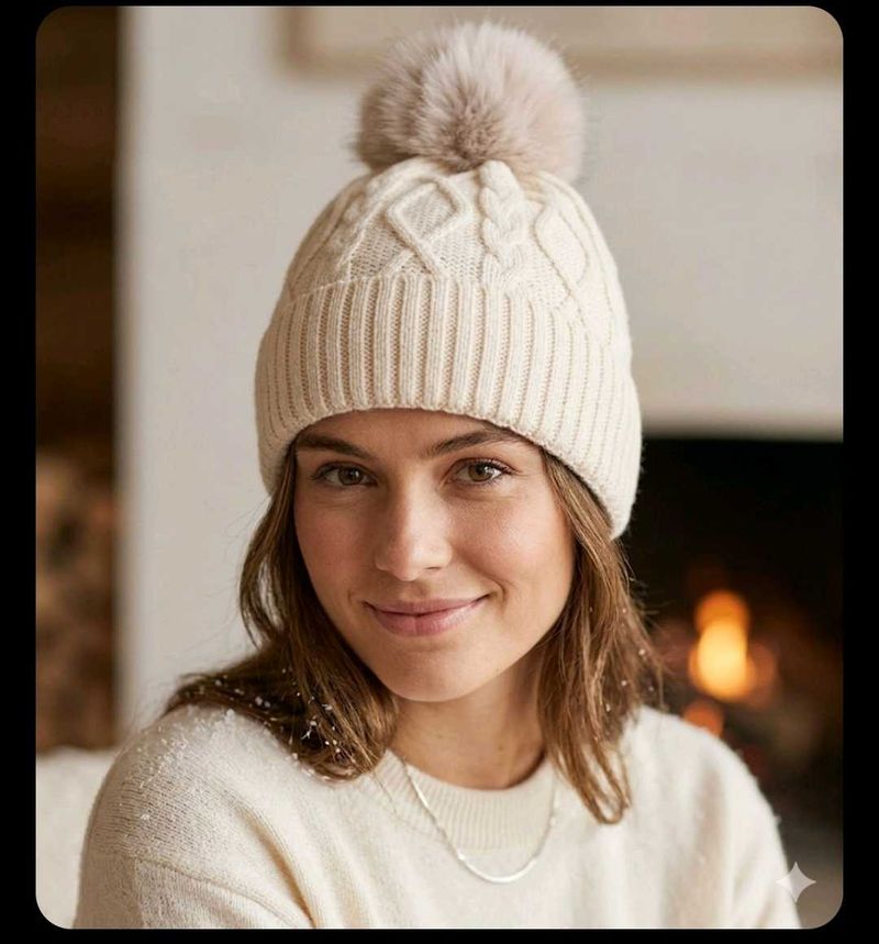 Cozy Cable Knit Pom-Pom Beanie