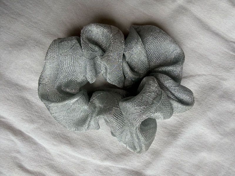 combo Sparkly Grey Scrunchie and dollar J