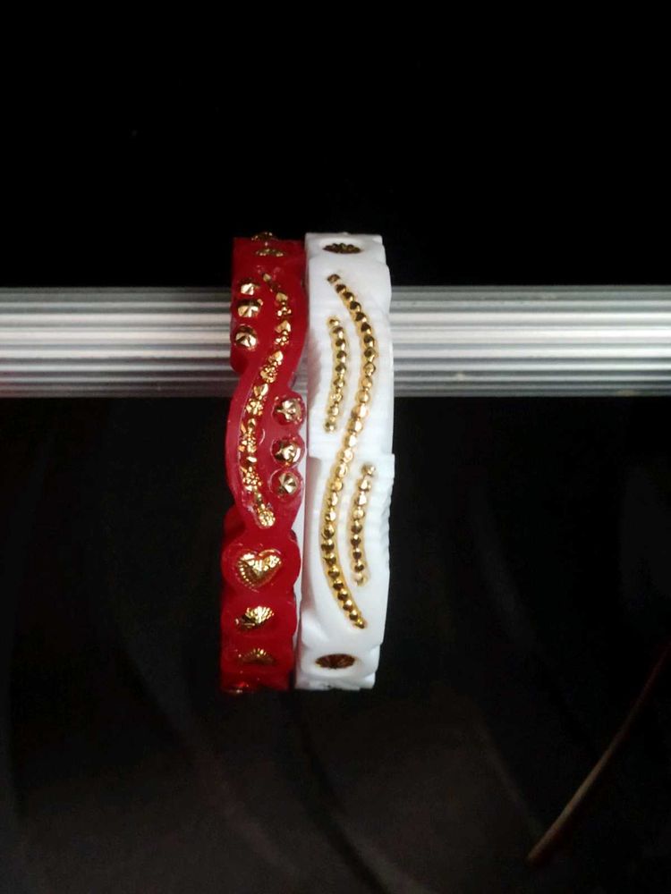 Elegant Red &amp; White Bangles