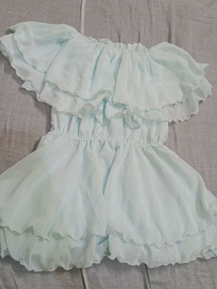 Light Blue Ruffled Romper