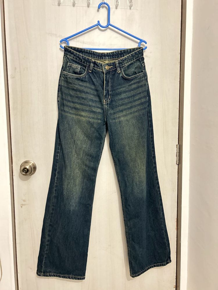 Retro Dark Blue Copper Wash Denim Jeans