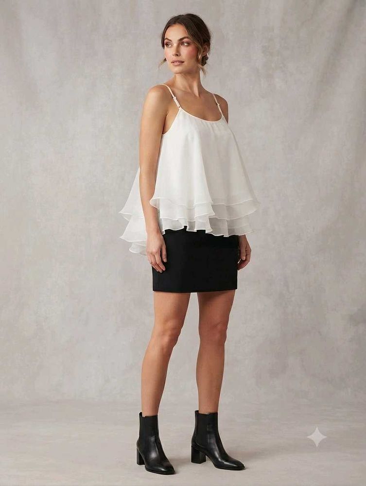 Elegant White Layered Camisole Top